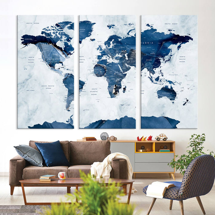 44436-MGV-CV-36X24-Watercolor World Map Canvas Print, Watercolor World Map Print Wall Art