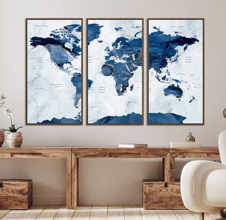 44436-MGV-CV-36X24-Watercolor World Map Canvas Print, Watercolor World Map Print Wall Art