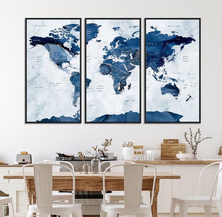 44436-MGV-CV-36X24-Watercolor World Map Canvas Print, Watercolor World Map Print Wall Art