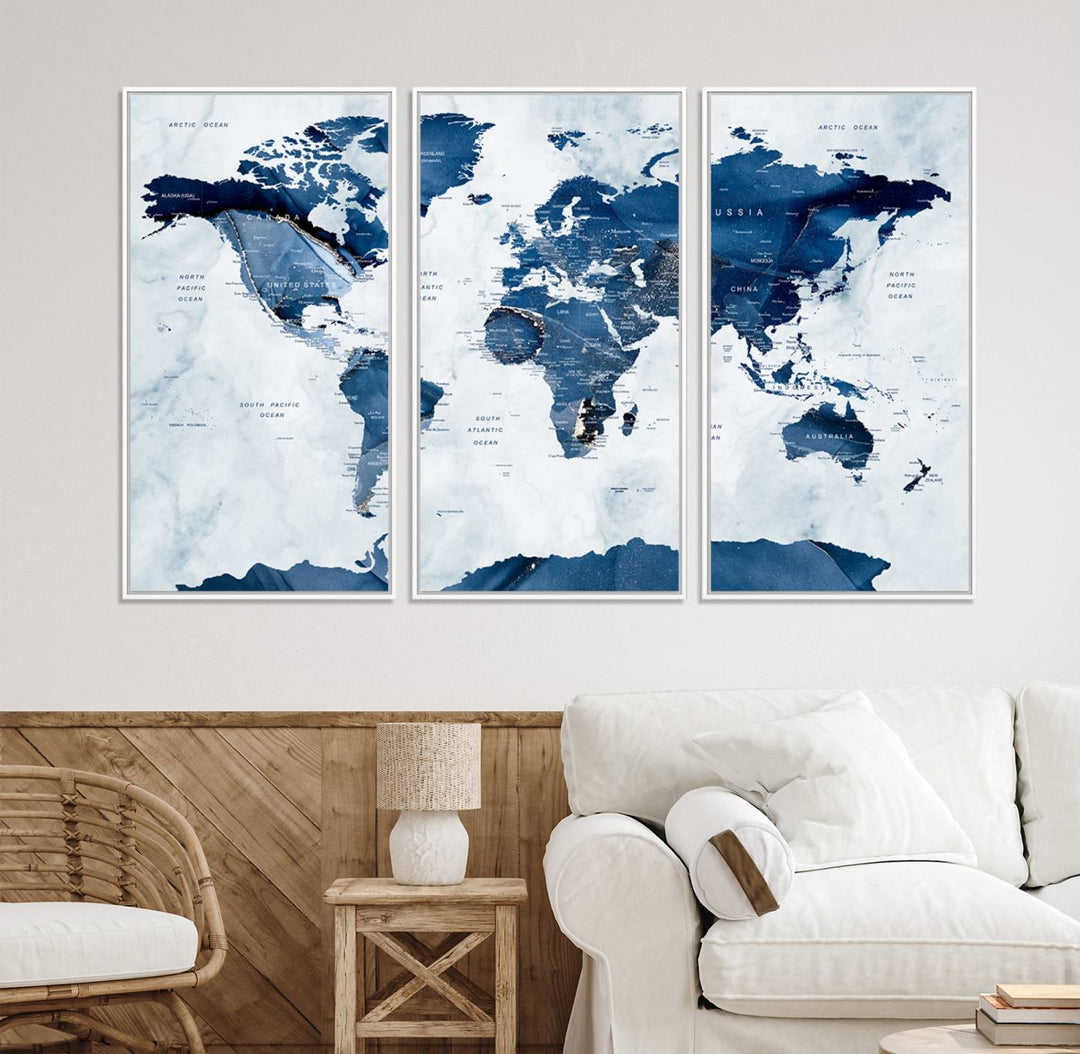 44436-MGV-CV-36X24-Watercolor World Map Canvas Print, Watercolor World Map Print Wall Art