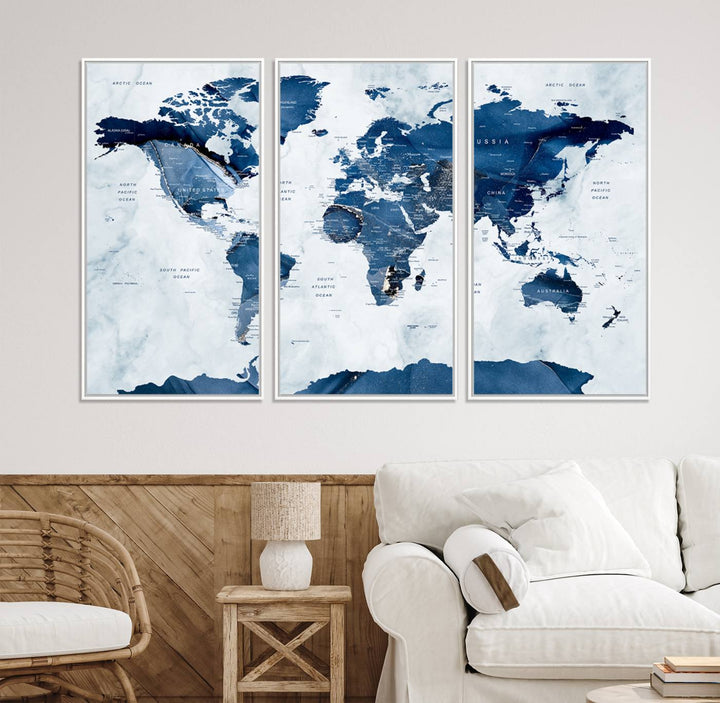 44436-MGV-CV-36X24-Watercolor World Map Canvas Print, Watercolor World Map Print Wall Art