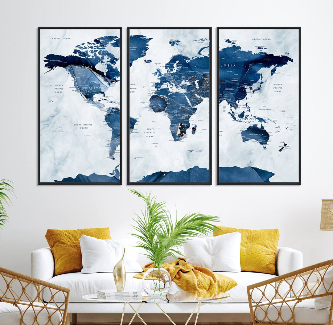 44436-MGV-CV-36X24-Watercolor World Map Canvas Print, Watercolor World Map Print Wall Art