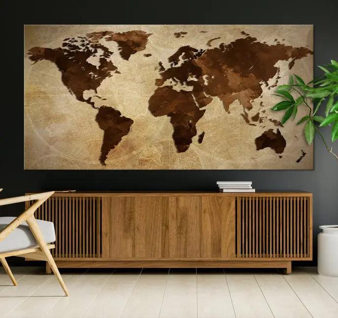 Watercolor World Map Wall Art Canvas Print 