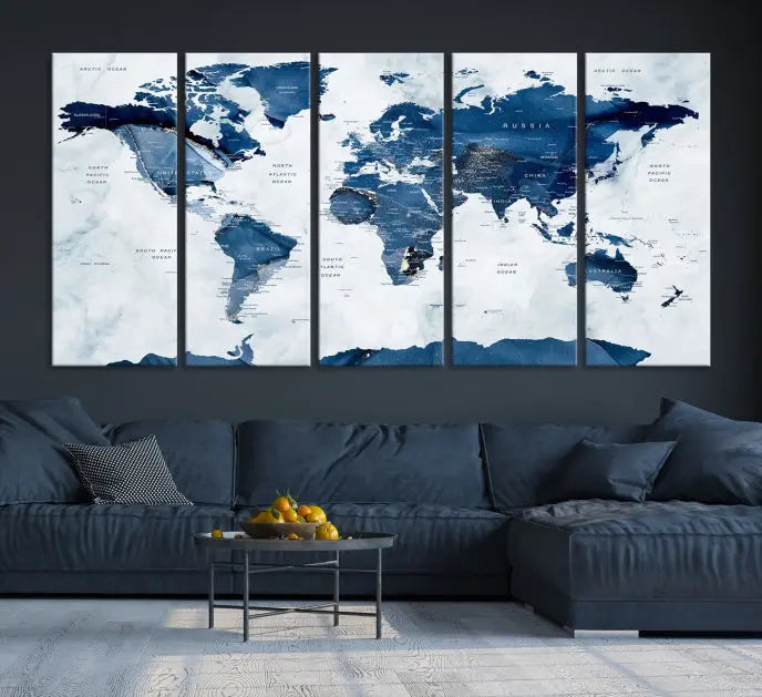 A Watercolor World Map Wall Art Canvas Print, crafted on museum-quality canvas and finished with a UV-protective coating, is an elegant addition to your home decor. Enjoy free shipping when you add this beautiful piece to your collection.