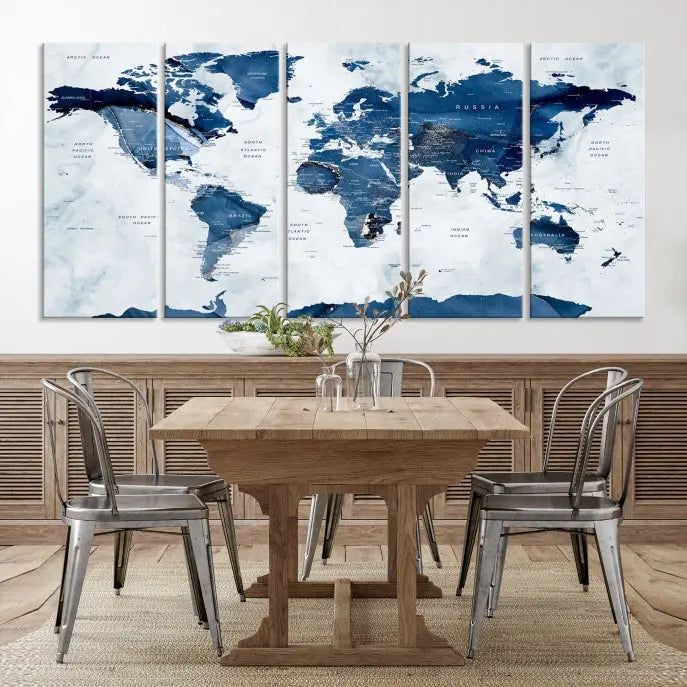 A Watercolor World Map Wall Art Canvas Print, crafted on museum-quality canvas and finished with a UV-protective coating, is an elegant addition to your home decor. Enjoy free shipping when you add this beautiful piece to your collection.