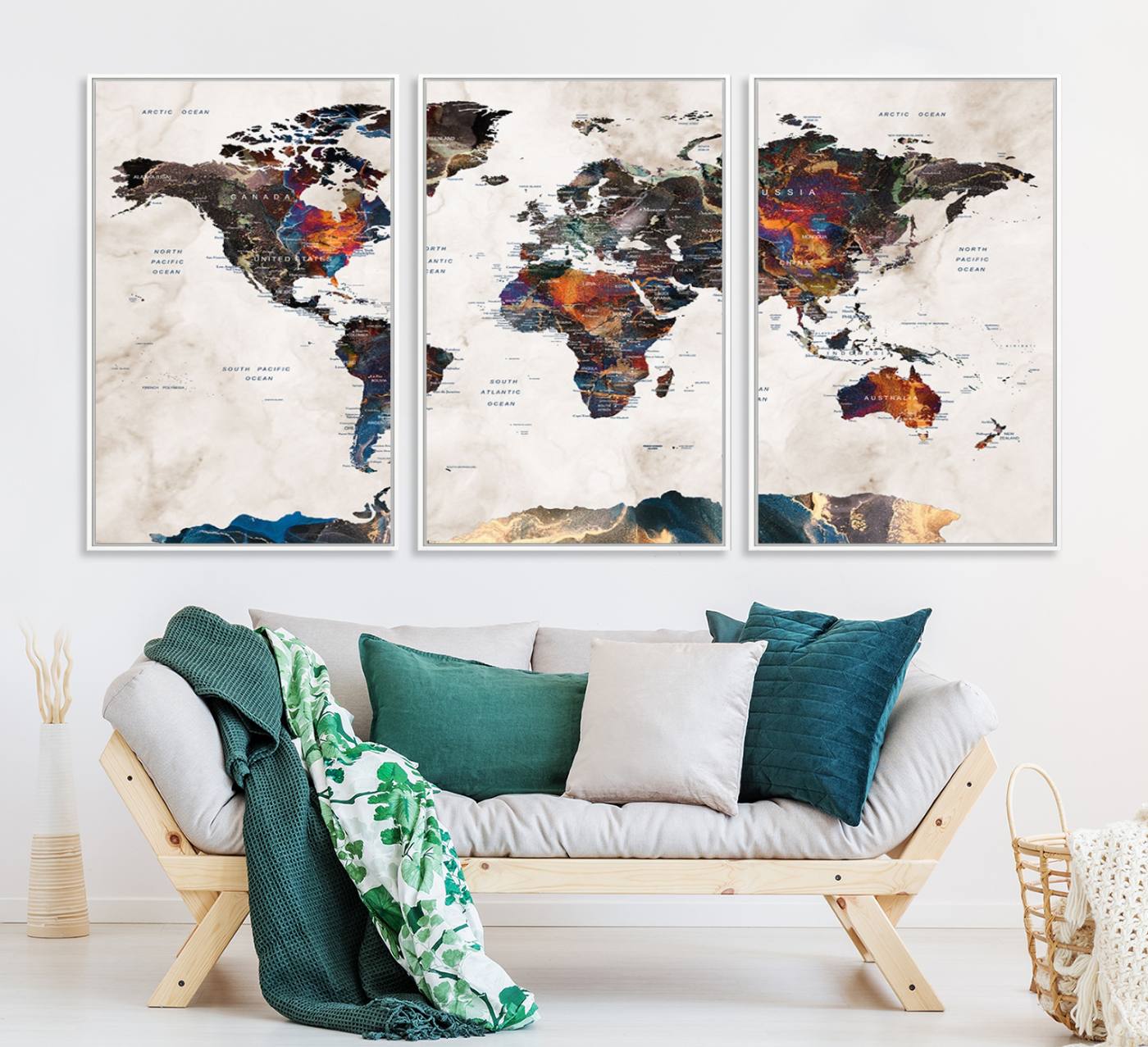 90881-MGV-CV-36X24-Watercolor World Map Wall Art Canvas Print