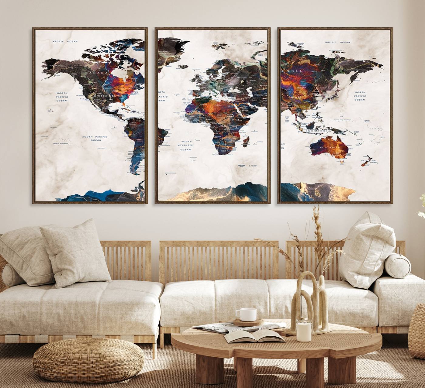 90881-MGV-CV-36X24-Watercolor World Map Wall Art Canvas Print