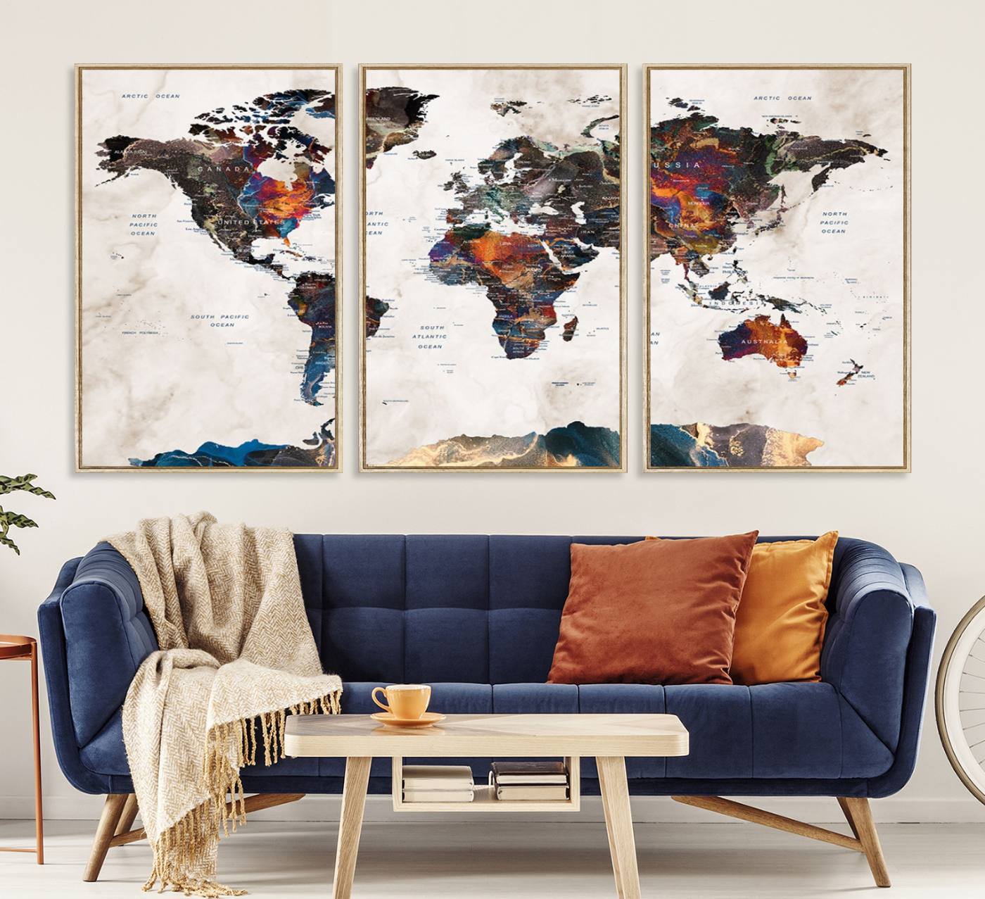 90881-MGV-CV-36X24-Watercolor World Map Wall Art Canvas Print