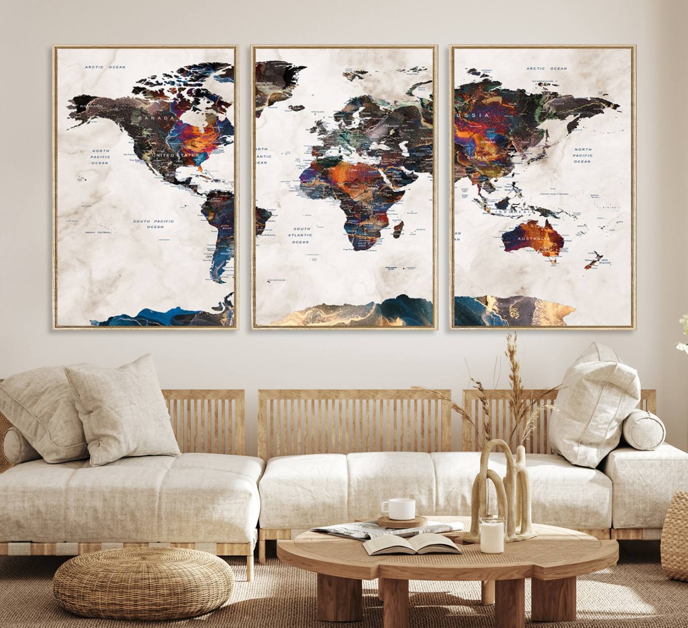 90881-MGV-CV-36X24-Watercolor World Map Wall Art Canvas Print