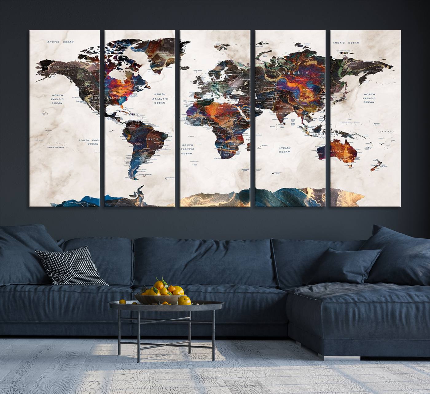 90881-MGV-CV-36X24-Watercolor World Map Wall Art Canvas Print