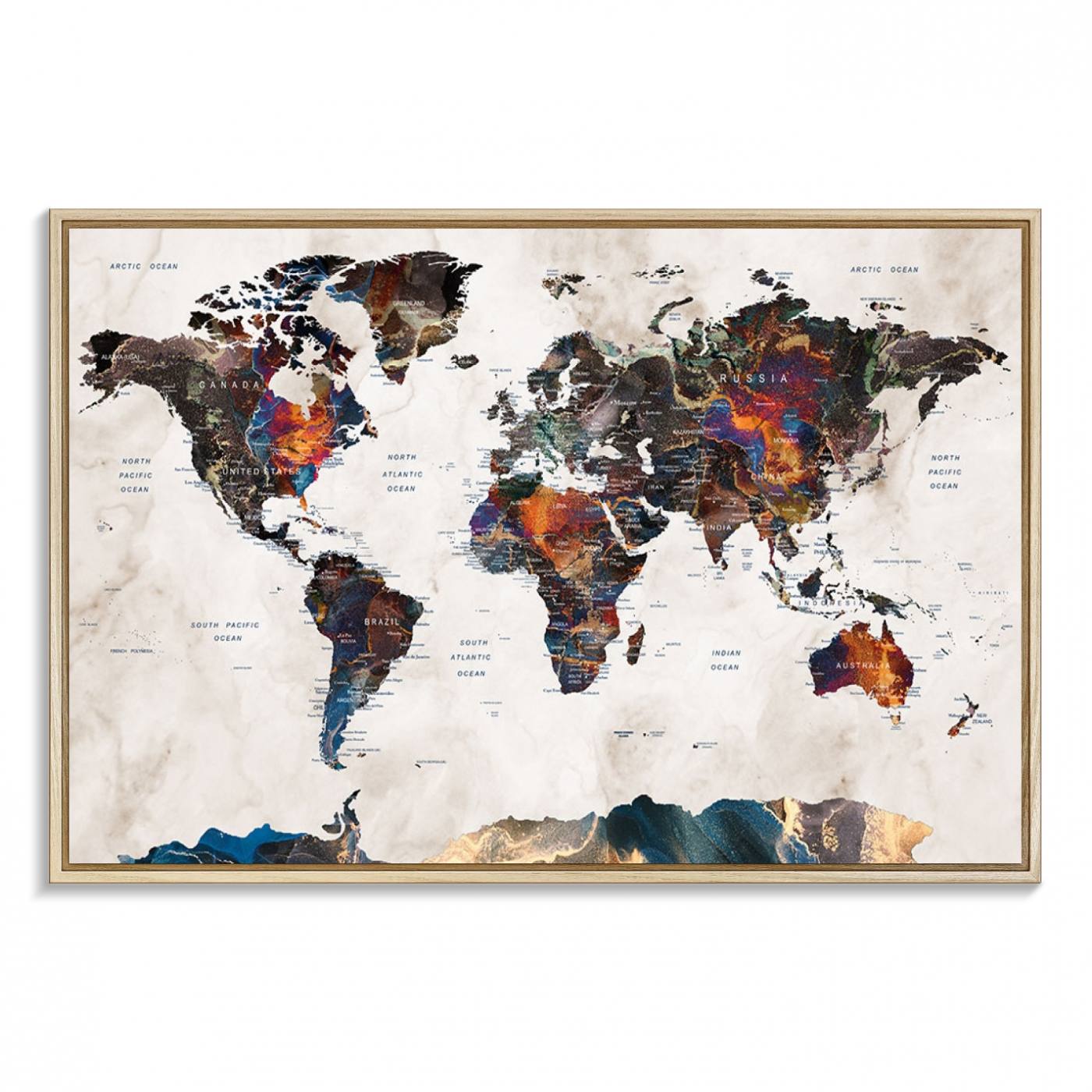 90881-MGV-FC-36X24_Natural-Watercolor World Map Wall Art Canvas Print