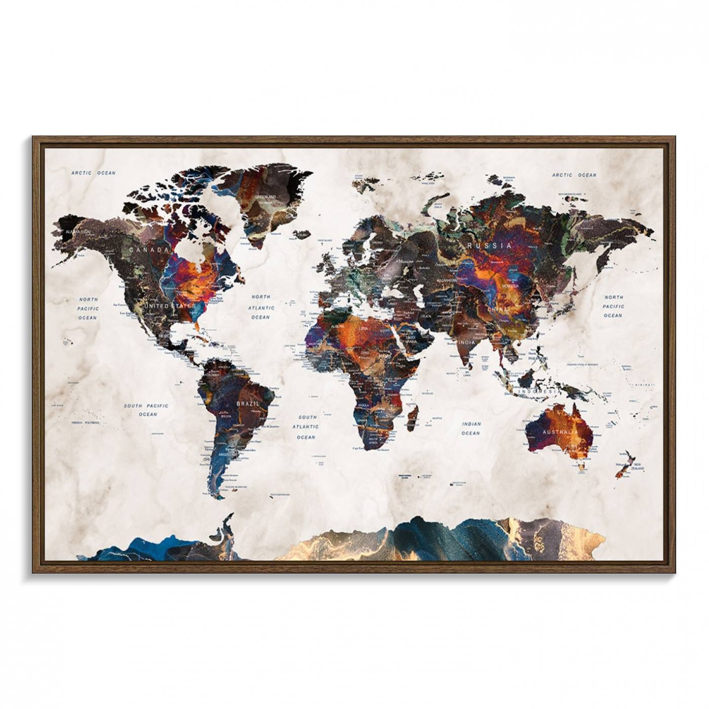 90881-MGV-FC-36X24_Walnut-Watercolor World Map Wall Art Canvas Print