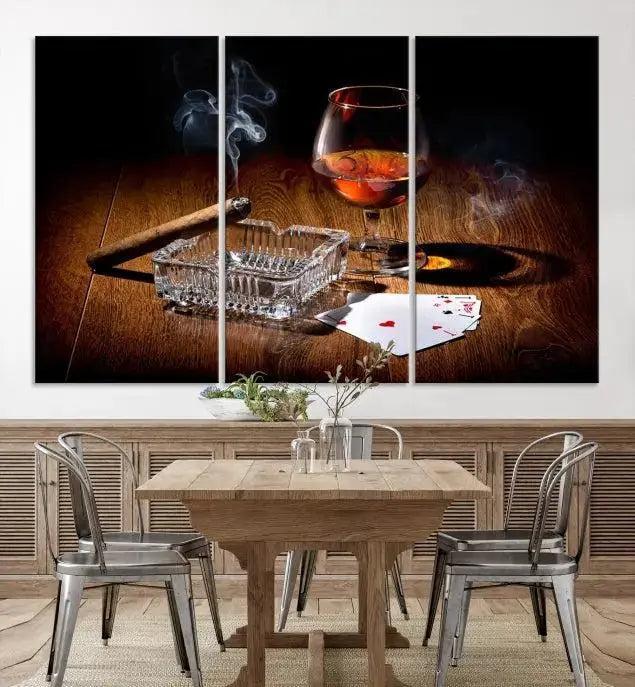 Whiskey Cigar Wall Art Canvas Print Kitchen Wall