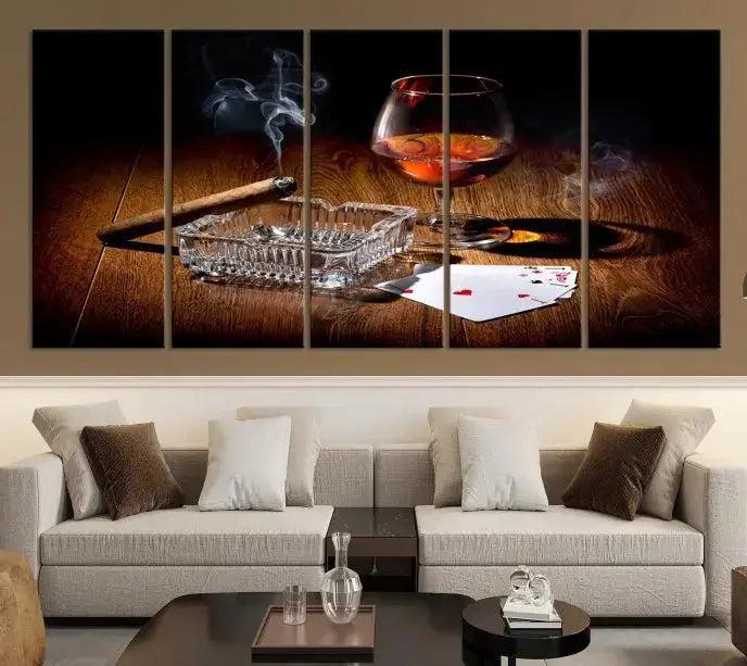 Edit-Images-Whiskey Cigar Wall Art Canvas Print Kitchen Wall