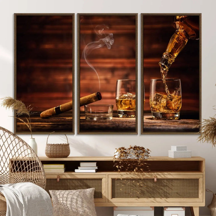 A 3-panel canvas wall art, ready to hang, perfect for your space.