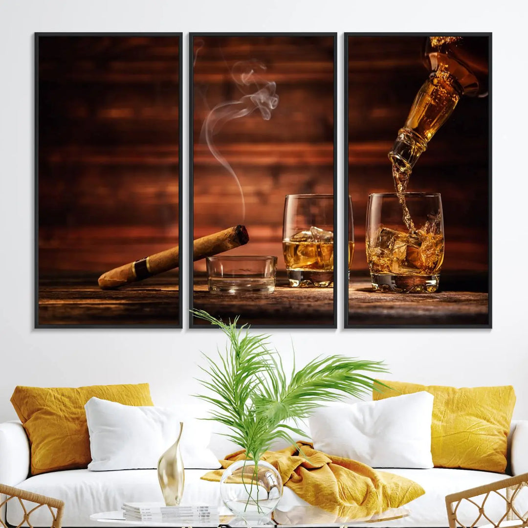 A 3-panel canvas wall art, ready to hang, perfect for your space.