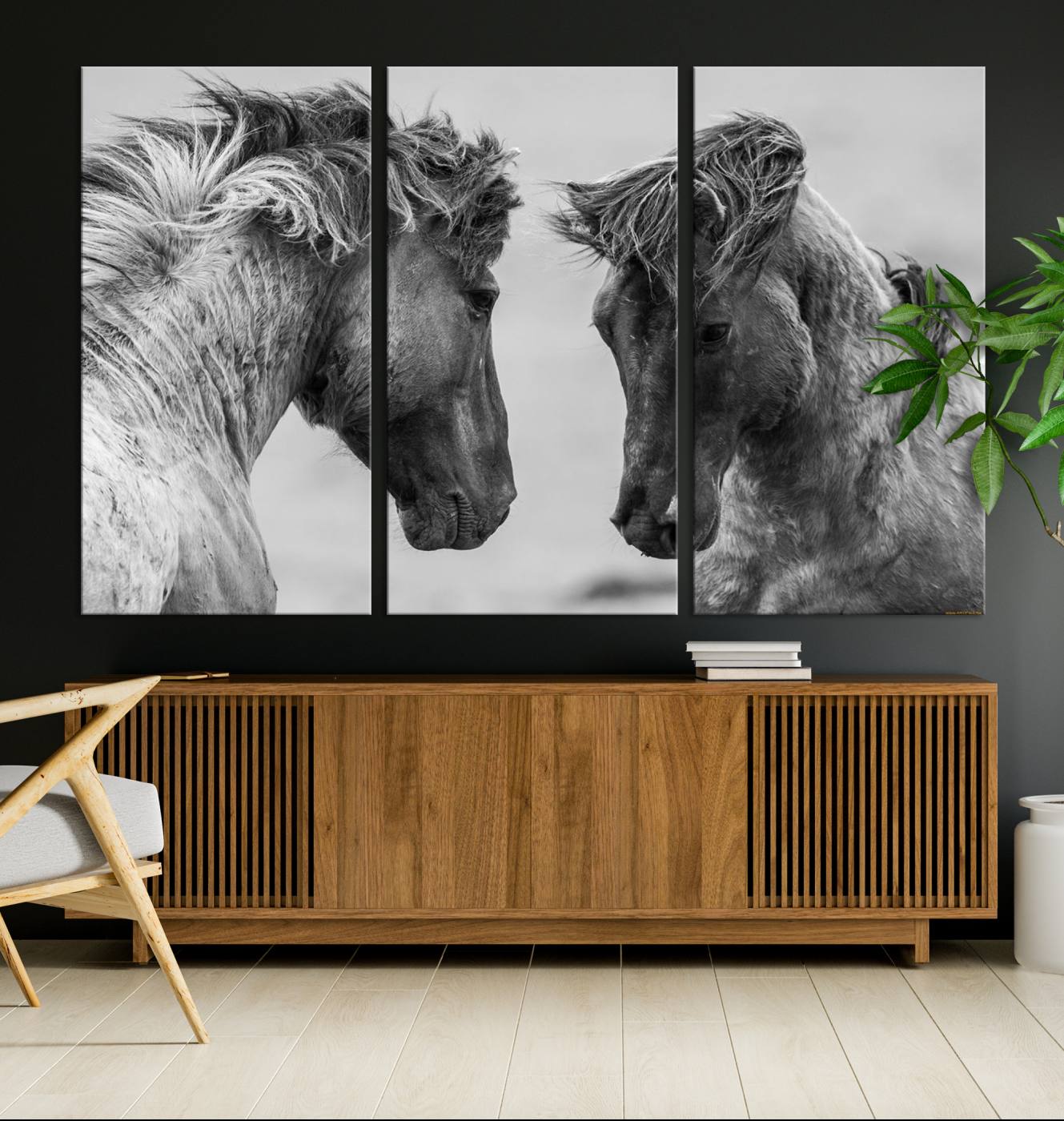 48234-MGV-CV-36X24-White Horses Wall Art Canvas Print