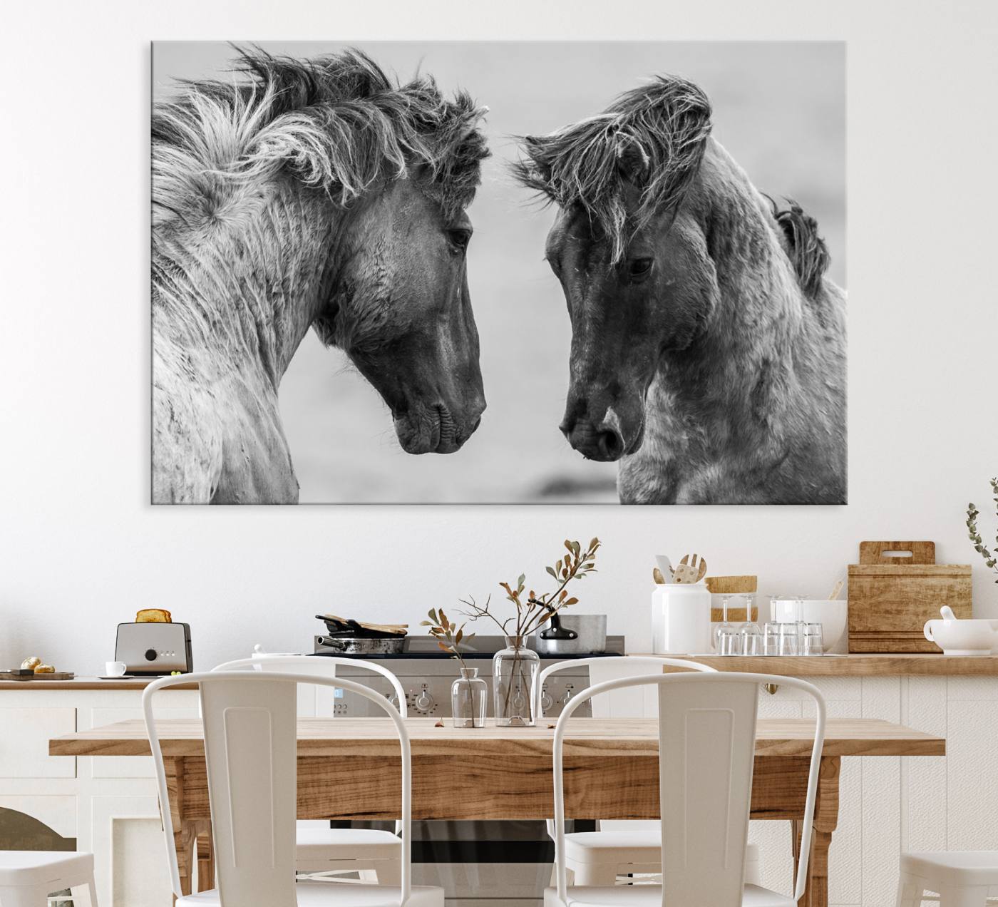 48234-MGV-CV-36X24-White Horses Wall Art Canvas Print