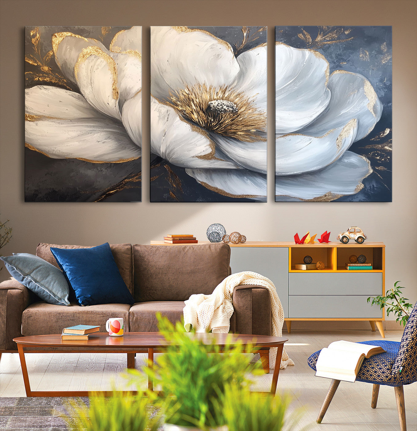 82996-MGV-CV-36X24-White Magnolia Flower Wall Art Canvas Print | Abstract Floral Wall Decor | Elegant Bloom Artwork | Framed for Living Room or Bedroom