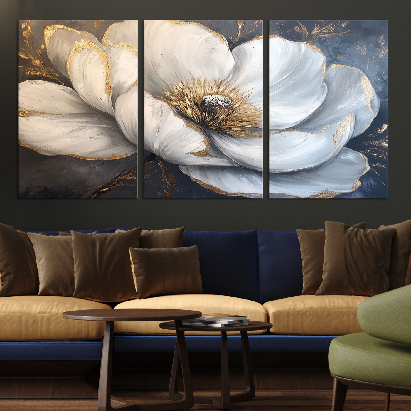 82996-MGV-CV-36X24-White Magnolia Flower Wall Art Canvas Print | Abstract Floral Wall Decor | Elegant Bloom Artwork | Framed for Living Room or Bedroom