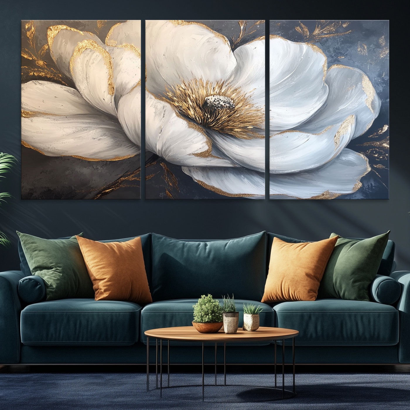 82996-MGV-CV-36X24-White Magnolia Flower Wall Art Canvas Print | Abstract Floral Wall Decor | Elegant Bloom Artwork | Framed for Living Room or Bedroom