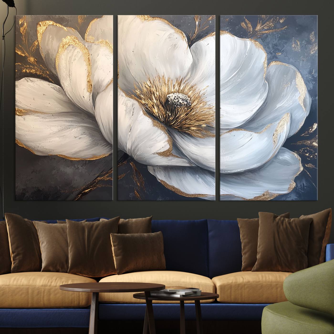 82996-MGV-CV-36X24-White Magnolia Flower Wall Art Canvas Print | Abstract Floral Wall Decor | Elegant Bloom Artwork | Framed for Living Room or Bedroom