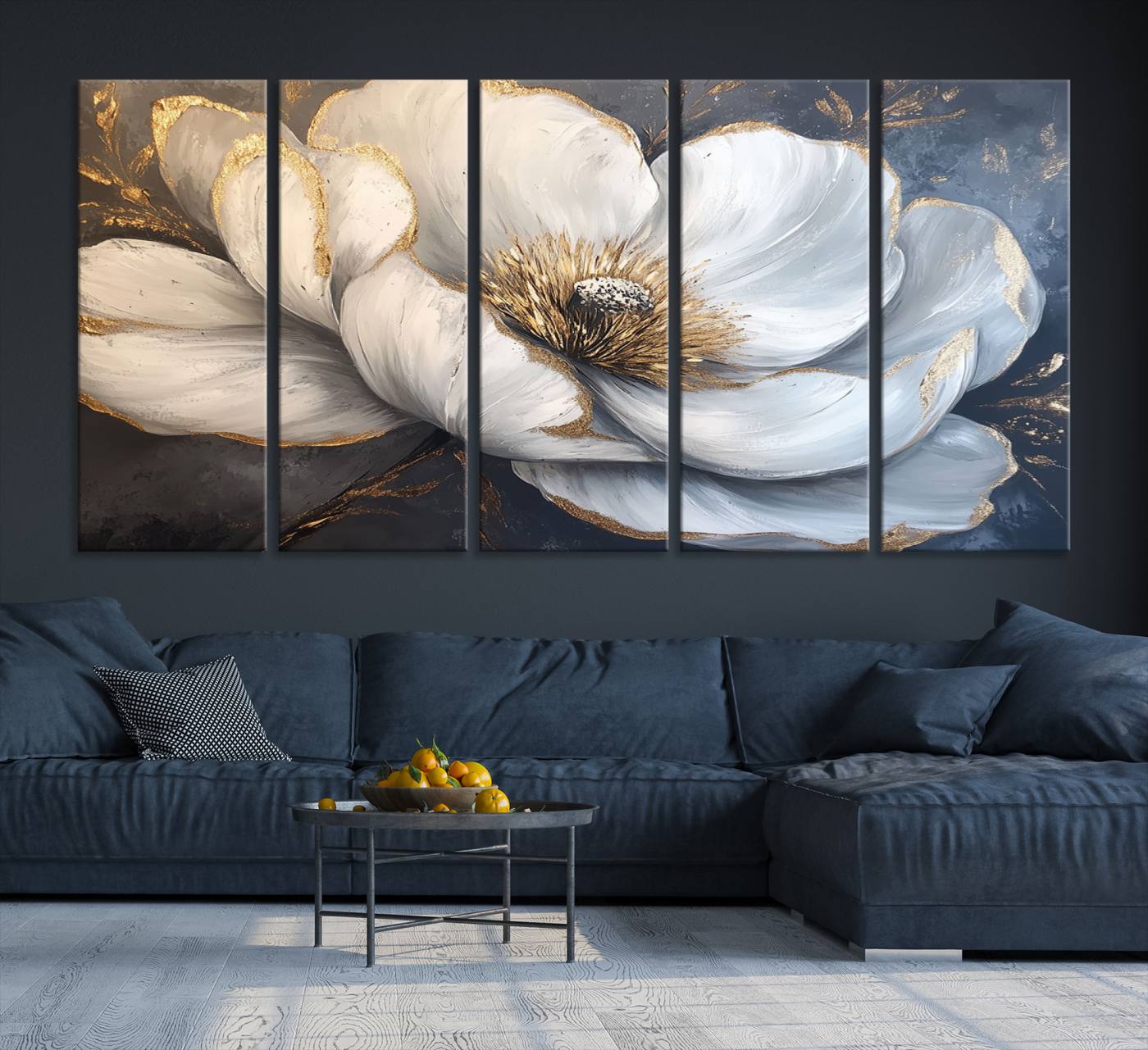 82996-MGV-CV-36X24-White Magnolia Flower Wall Art Canvas Print | Abstract Floral Wall Decor | Elegant Bloom Artwork | Framed for Living Room or Bedroom