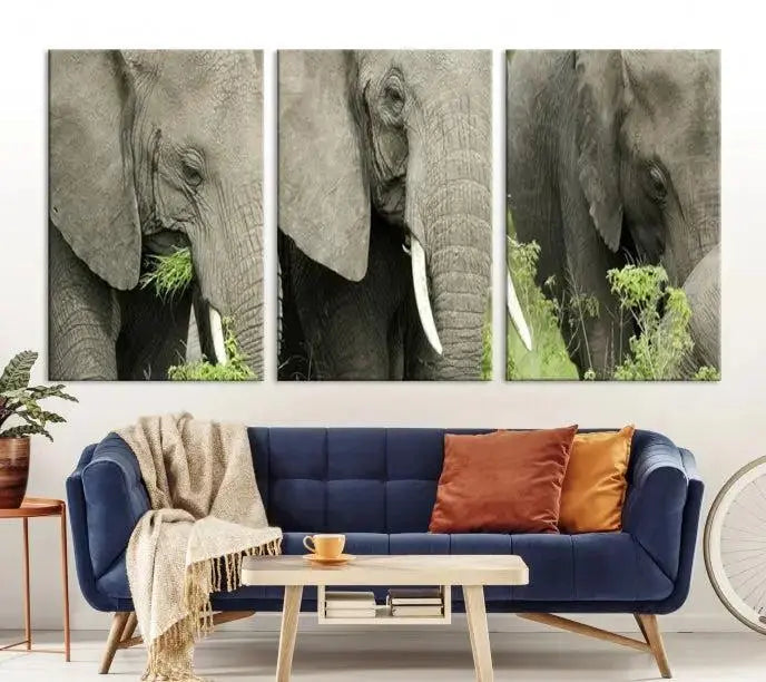 The Wild Elephant Wall Art Canvas Print, gallery wrapped on museum-quality pollycotton with a UV-protective coating, adds an artistic flair to the room.