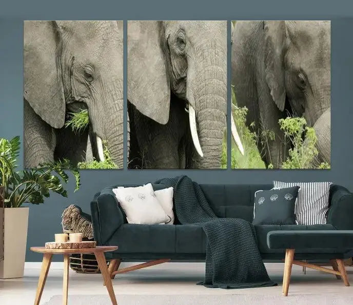 The Wild Elephant Wall Art Canvas Print, gallery wrapped on museum-quality pollycotton with a UV-protective coating, adds an artistic flair to the room.