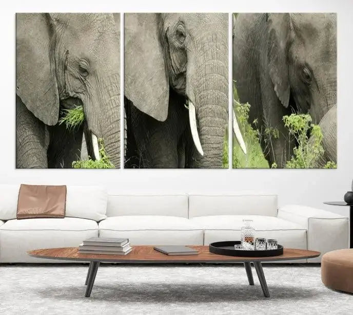 The Wild Elephant Wall Art Canvas Print, gallery wrapped on museum-quality pollycotton with a UV-protective coating, adds an artistic flair to the room.