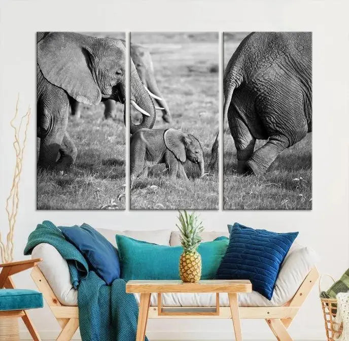 Wild Elephant Wall Art Canvas Print 