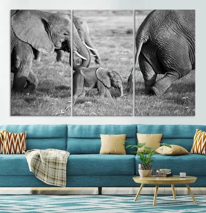 Wild Elephant Wall Art Canvas Print 