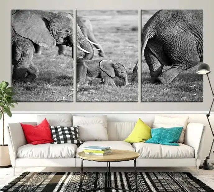 Wild Elephant Wall Art Canvas Print 