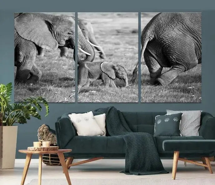 Wild Elephant Wall Art Canvas Print 