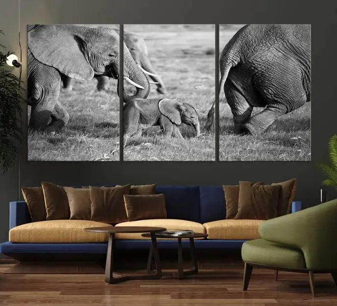 Wild Elephant Wall Art Canvas Print 