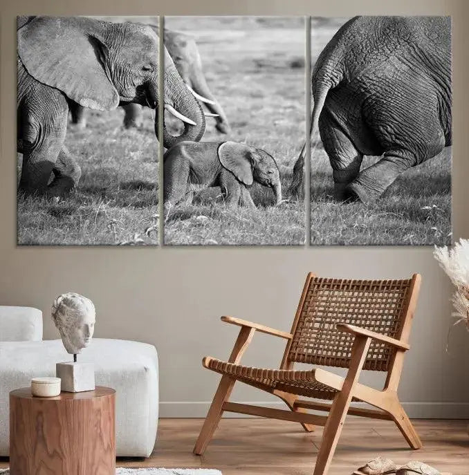 Wild Elephant Wall Art Canvas Print 