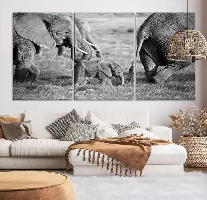 Wild Elephant Wall Art Canvas Print 