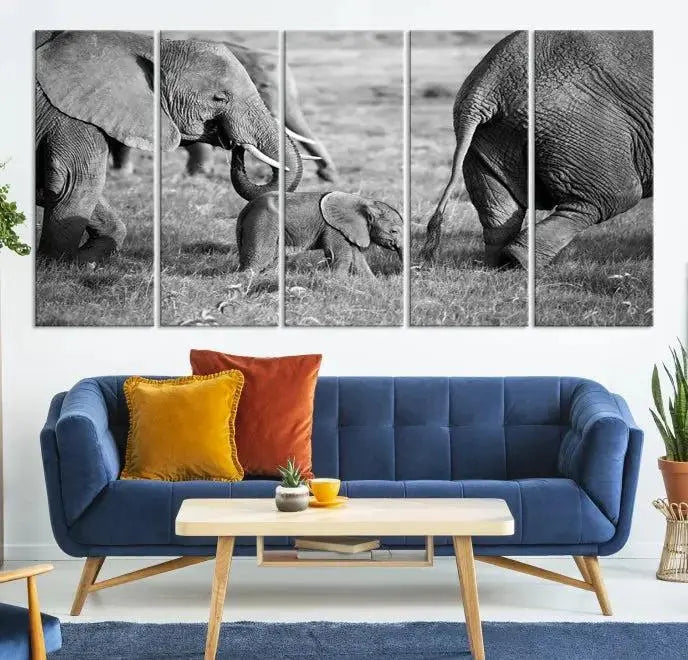 Wild Elephant Wall Art Canvas Print 