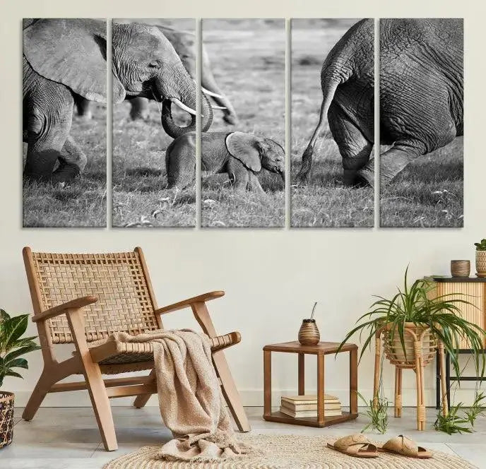 Wild Elephant Wall Art Canvas Print 