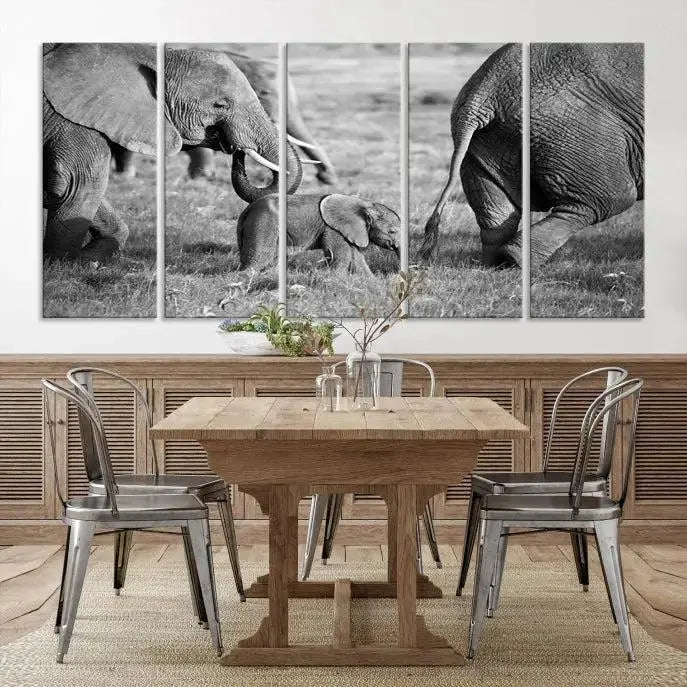 Wild Elephant Wall Art Canvas Print 