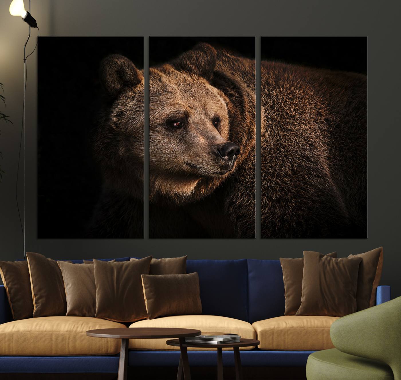 67744-MGV-CV-36X24-Wild Grizzly 399 Bear Canvas Wall Art Print, Bear Animal Canvas Artwork Print, Black Bear Wall Art Print, Cottage Farmhouse Print