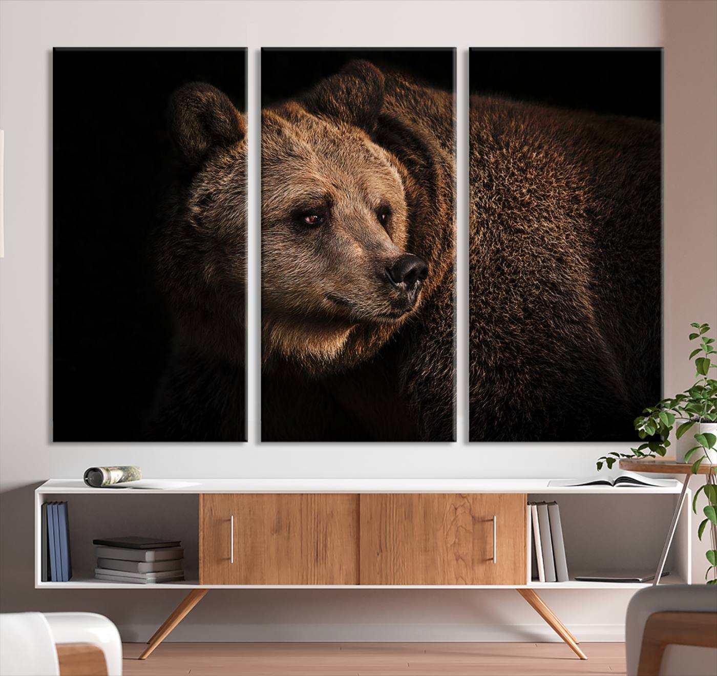 67744-MGV-CV-36X24-Wild Grizzly 399 Bear Canvas Wall Art Print, Bear Animal Canvas Artwork Print, Black Bear Wall Art Print, Cottage Farmhouse Print