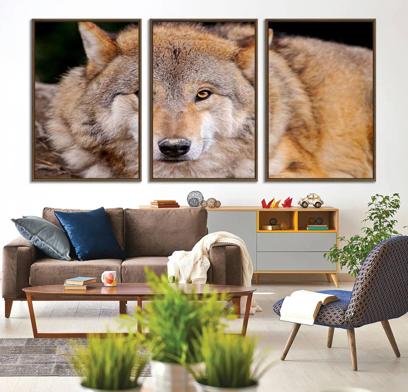 19805-MGV-CV-36X24-Wild Wolf Wall Art Canvas Print, Framed Canvas Print, Modern Wild Animal Canvas