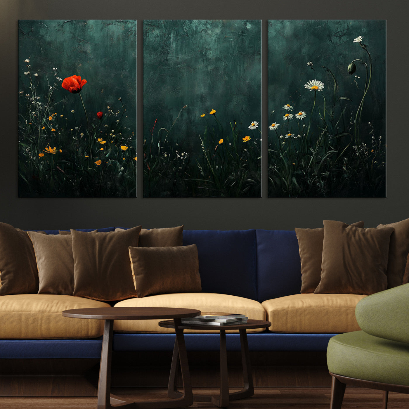 26218-MGV-CV-36X24-Wildflower Field Framed Wall Art, Vintage Botanical Landscape Sign, Botanical Wall Art, Modern Farmhouse Canvas Art, Field Of Flowers Canvas