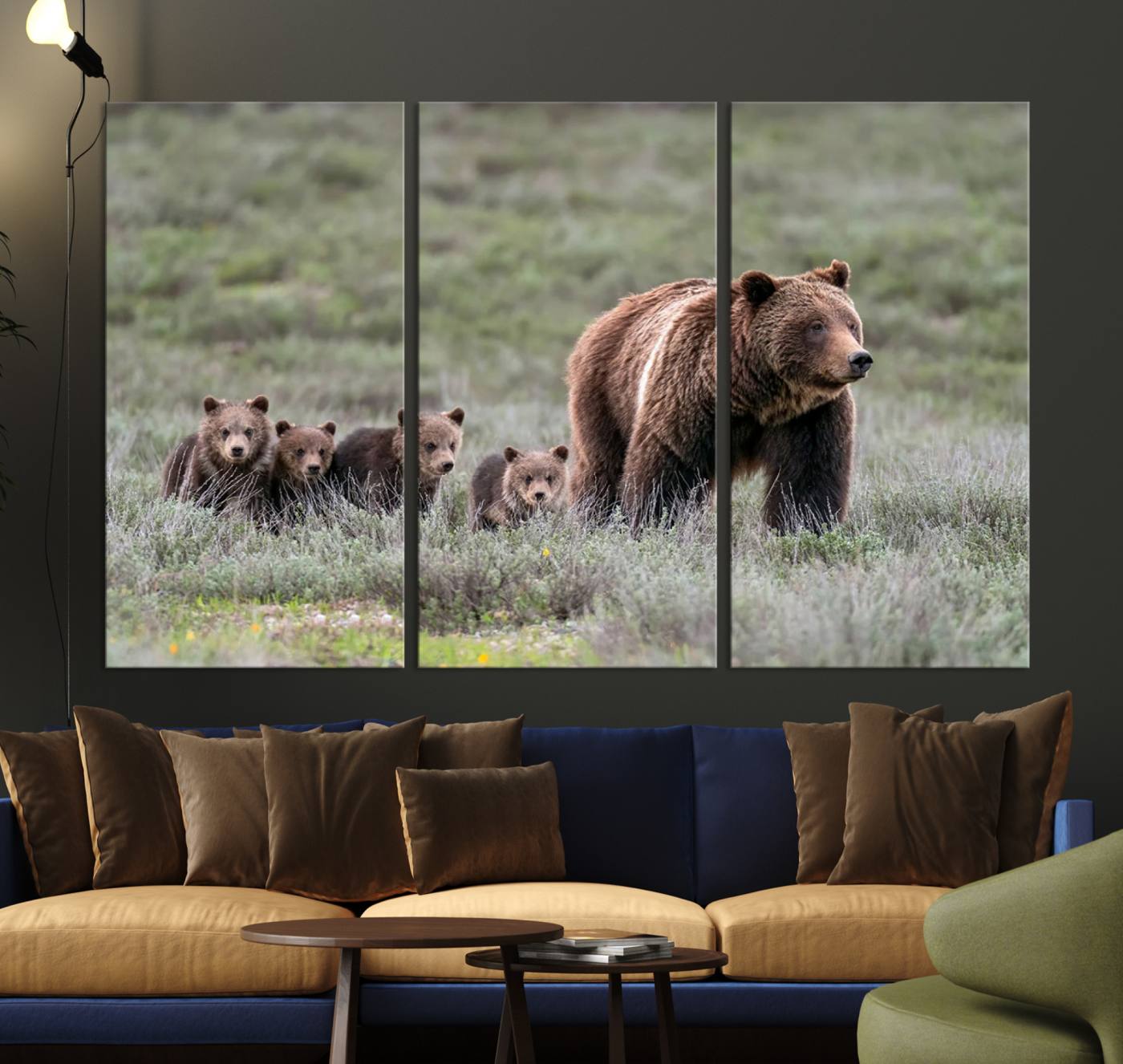 65087-MGV-CV-36X24-Wildlife Photography of 399 Grizzly Bear Cubs | Queen of the Tetons Canvas Wall Art Print