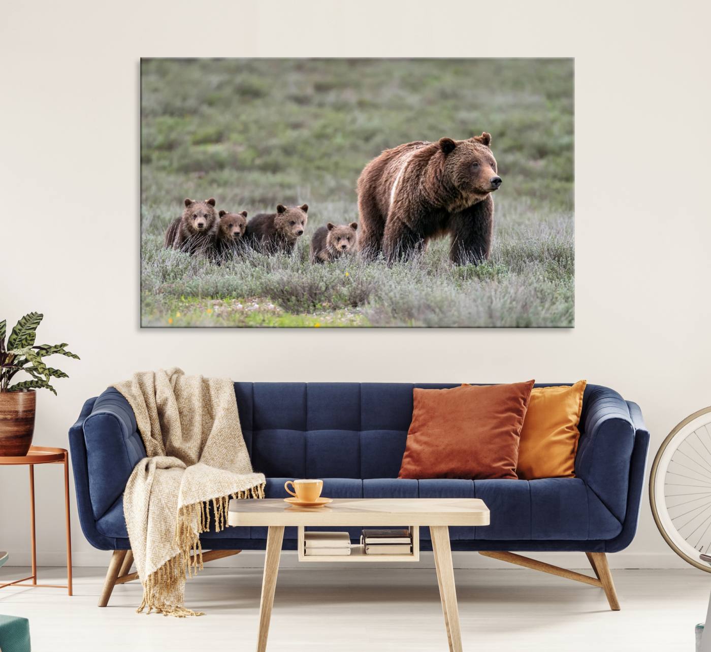 65087-MGV-CV-36X24-Wildlife Photography of 399 Grizzly Bear Cubs | Queen of the Tetons Canvas Wall Art Print