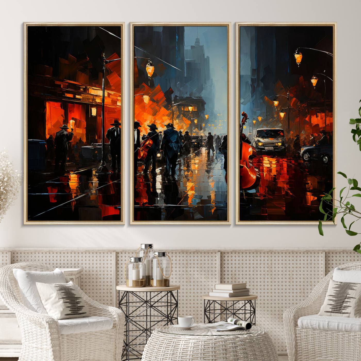 46538-MGV-CV-36X24-Winston Porter Jazz Wall Art - African American Music Canvas - Abstract Colorful Music Art - Framed Posters for Living Room or Home Decor