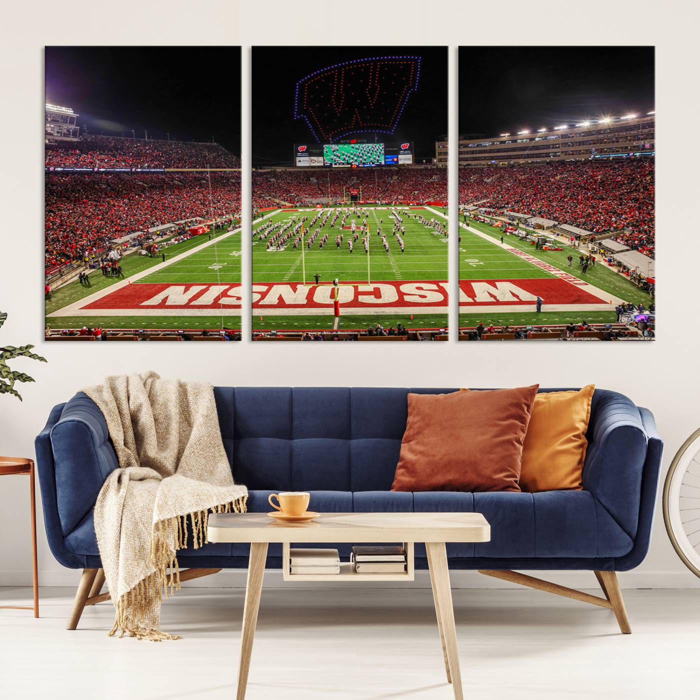 34125-MGV-CV-36X24-Wisconsin Badgers Football Team Print Canvas- Madison Camp Randall Stadium Wall Art Canvas Print