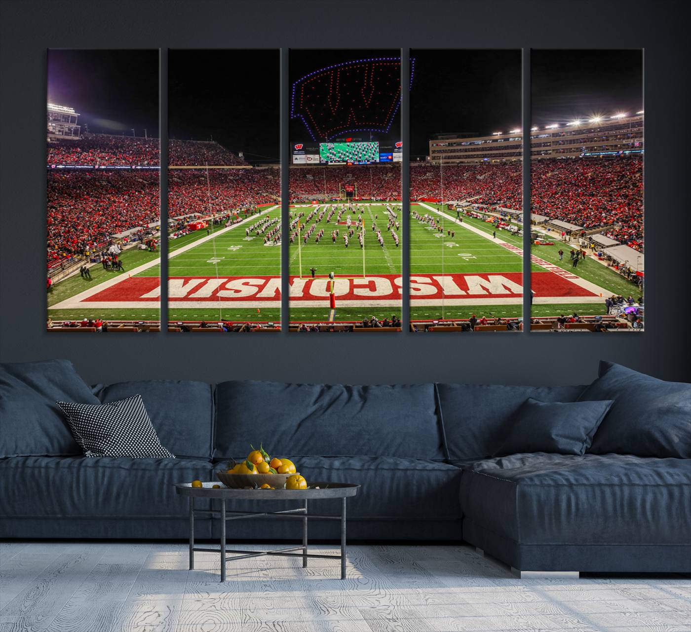 34125-MGV-CV-36X24-Wisconsin Badgers Football Team Print Canvas- Madison Camp Randall Stadium Wall Art Canvas Print