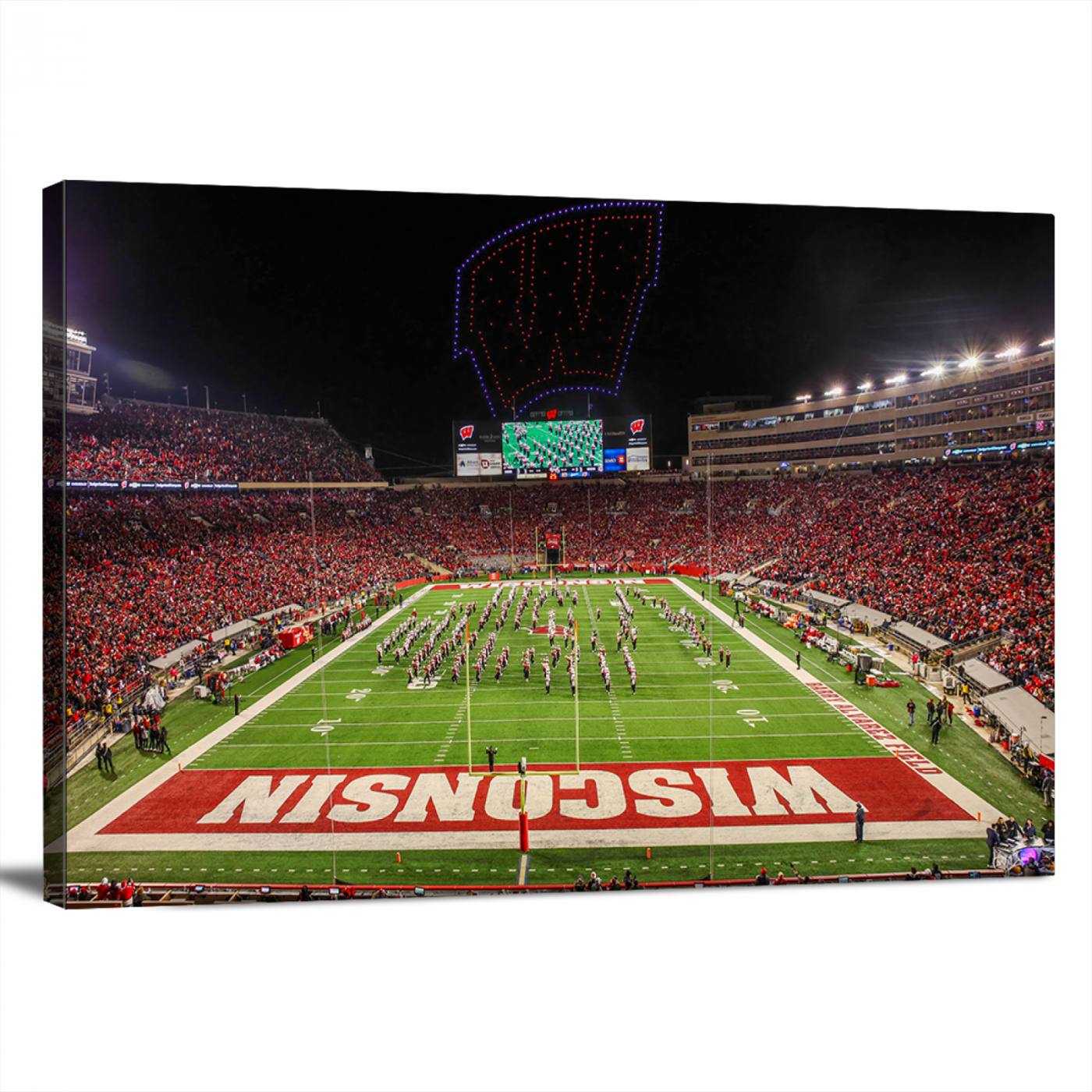 34125-MGV-CV-36X24-Wisconsin Badgers Football Team Print Canvas- Madison Camp Randall Stadium Wall Art Canvas Print